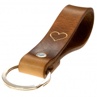 LIEBHARDT - Geschenk mit Herz Leder Schlüsselanhänger Leder als Dankeschön für Frauen Männer in Gold eingeprägt