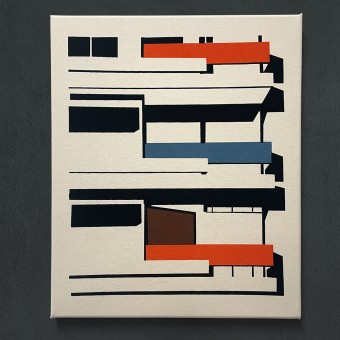 Print now - Riot later ● Abstract Architecture #03, Stoffsiebdruck auf Leinwand
