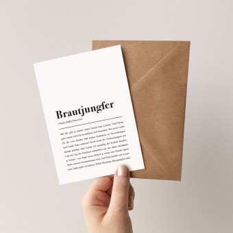 3x Klappkarte mit Umschlag: Brautjungfer Definition