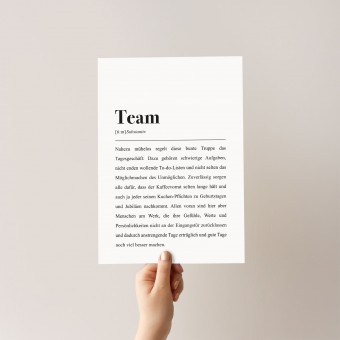 Team Definition: DIN A4 Poster für Kollegen mit oder ohne Rahmen