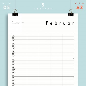 A3 Familienplaner Nr. 05 / 5 Spalten / ab sofort / frau rippe