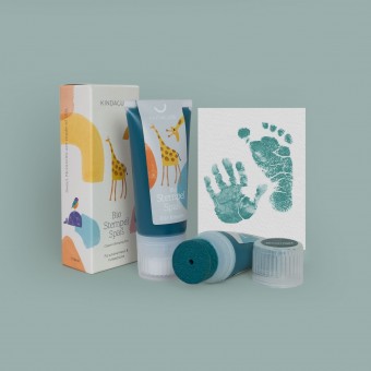 KINDACUTE Smaragd Bio Farbspaß für Baby & Kids | Bio Fußabdruck und Handabdruck Farbe