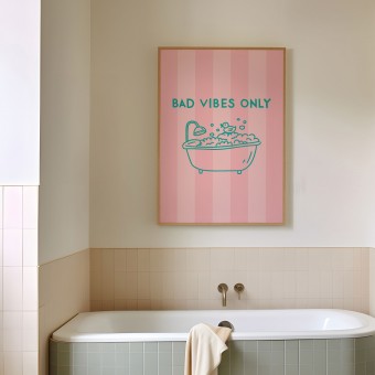vonSUSI Fine Art Poster fürs Bad "Bad Vibes Only" in pink A4-A1