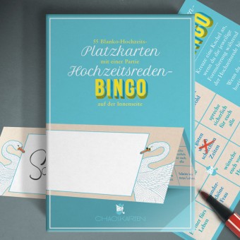 Chaoskarten Hochzeitsreden-Bingo + Platzkarten