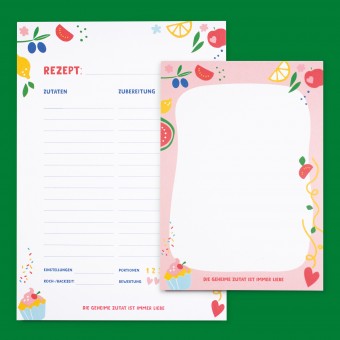 Bow & Hummingbird Notizblock-Set „Die geheime Zutat ist immer Liebe“ – Für Rezepte & Notizen mit Herz