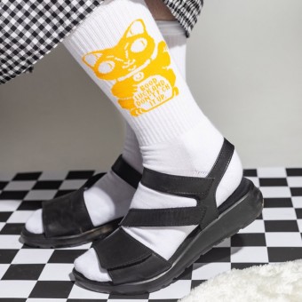 Crew-Socken Lucky Cat in Gelb – Brunhilda