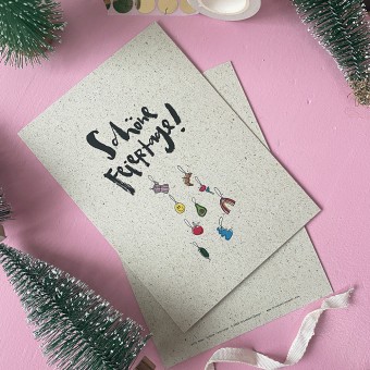 BRUSHMEETSPAPER Postkarte "Schöne Feiertage" Weihnachtskarte - Brush Lettering
