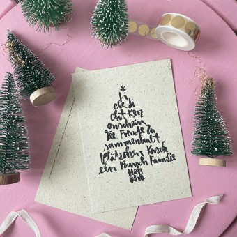 BRUSHMEETSPAPER Postkarte "Weihnachtsbaum" Weihnachtskarte - Brush Lettering
