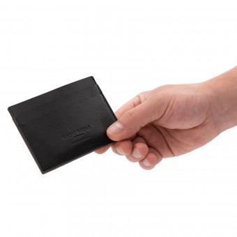 Cardholder Wallet Klein in schwarz - aus premium pflanzlich gegerbtem Leder
