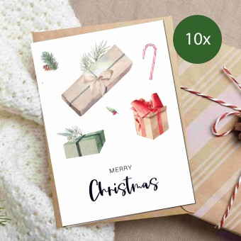 The Life Barn 10x Weihnachtskarten Set Merry Christmas | Karten mit Umschlag
