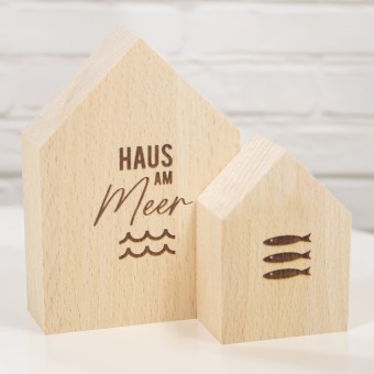 Bow & Hummingbird 2er Set Deko-Holzhäuschen Haus am Meer