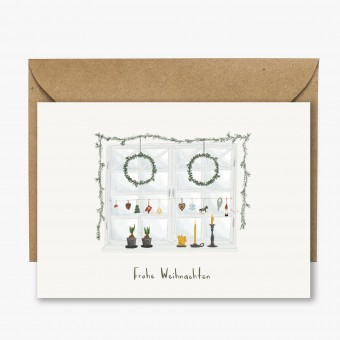 Weihnachtskarte mit Umschlag - Hygge Fenster - elliet