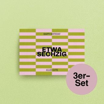 "Etwa Sechzig" Geburtstagskarten, A6 – studio ciao, 3er-Set