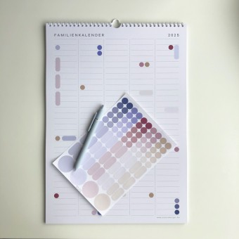 Familienkalender 2025, DIN A3 mit 5 Spalten, Kalender mit Aufklebern - SANS.