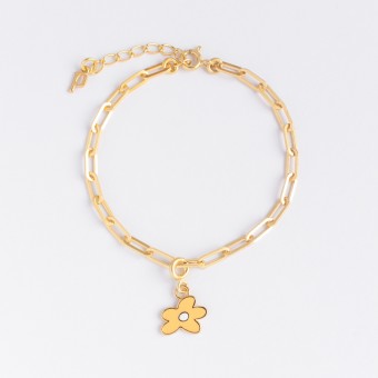 Flower Link Chain Bracelet | Armband aus Gold Vermeil mit Blume | Paeoni Colors