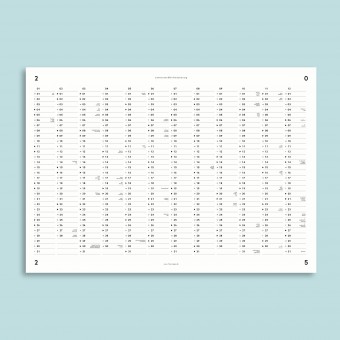 Jahres-Übersicht Nr. 01 / A2 Jahresplaner / doppelseitig bedruckt / mit & ohne Feiertage / fraurippe