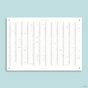 Jahres-Übersicht Nr. 01 2026 (+2025 gratis) / A2 Jahresplaner / doppelseitig / mit & ohne Feiertage / fraurippe