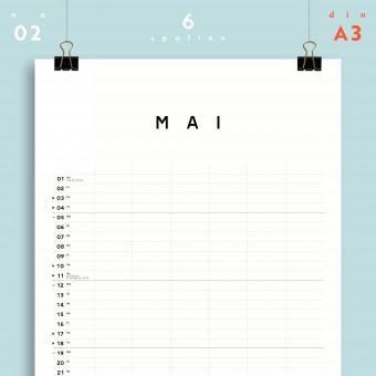A3 Familienplaner Nr. 02 / 6 Spalten / ab sofort / frau rippe