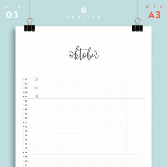 A3 Familienplaner Nr. 03 / 6 Spalten / ab sofort / frau rippe