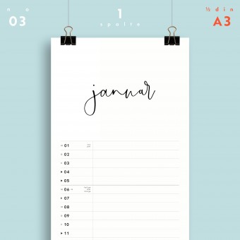 Jahresplaner Nr. 03 / 1 Spalte / ½ A3 / ab sofort / frau rippe