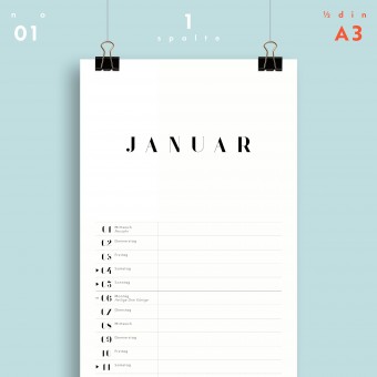 Jahresplaner Nr. 01 / 1 Spalte / ½ A3 / ab sofort / frau rippe
