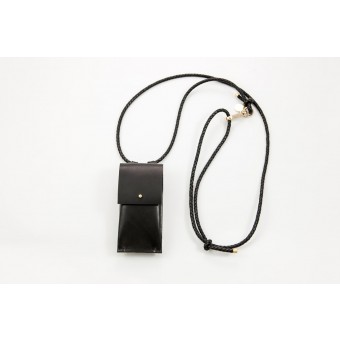 Lapàporter – iPhone case zum Umhängen mit geflochtener Lederkordel und abnehmbarer Tasche, schwarz/gold