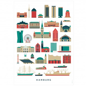 Hamburg Sehenswürdigkeiten Poster (Din A3)