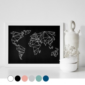nahili ARTPRINT / POSTER "geo world" Weltkarte 6 Farben - (DIN A2/A3 & 50x70cm)
