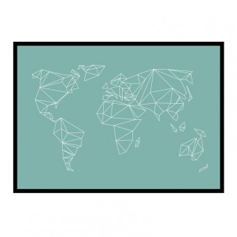 nahili ARTPRINT / POSTER "geo world" Weltkarte - (DIN A2) - mint