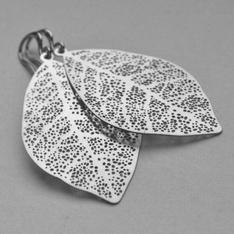 na.hili OHRRINGE zarte Blätter - "oval leafs" Weißgold oder 925 Silber 