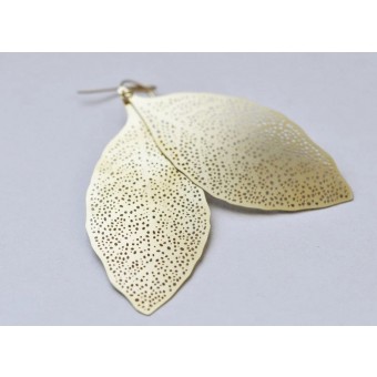 LETZTE na.hili OHRSCHMUCK "large leafs" zarte Blätter - Gelbgold oder Weißgold (silbern) Ohrschmuck