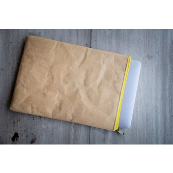 Laptop-Hülle 13 " - 14 " Zoll aus Kraft Papier mit gelbem Zipper BY COPALA