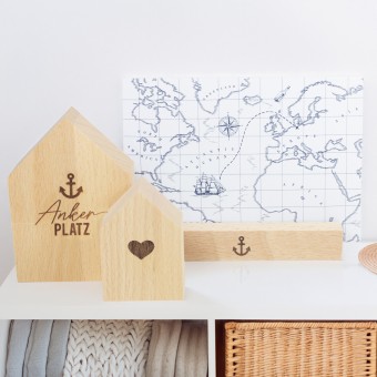 Bow & Hummingbird Set 1 - bestehend aus Kartenständer - Großes Holzhäuschen - Kleines Holzhäuschen