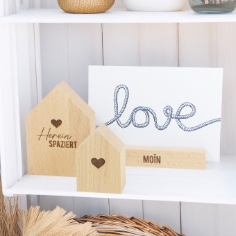 Bow & Hummingbird Set 2 - bestehend aus Kartenständer - Großes Holzhäuschen - Kleines Holzhäuschen