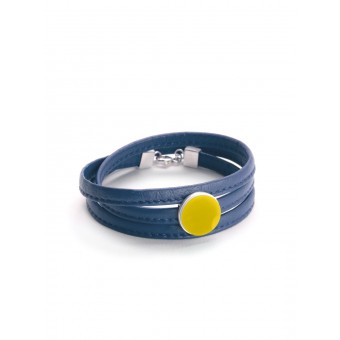 Eva Slotta Jewellery "Tint Deep" Armband mit blauem Nappaleder und gelbem Achat, 925 Silber