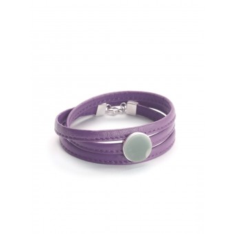 Eva Slotta Jewellery "Tint Deep" Armband mit violettem Nappaleder 
und Naturachat, 925 Silber