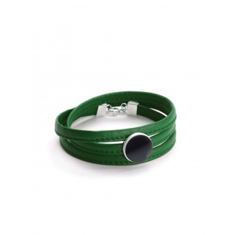 Eva Slotta Jewellery "Tint Deep" Armband mit grünem Nappaleder und schwarzem Hämatit, 925 Silber