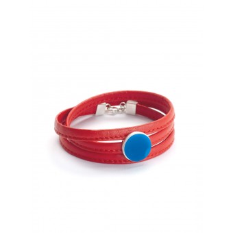 Eva Slotta Jewellery "Tint Deep" Armband mit rotem Nappaleder 
und blauem Achat, 925 Silber