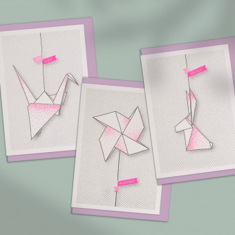 Feingeladen / 3er-Klappkarten-Set / LIKE ORIGAMI