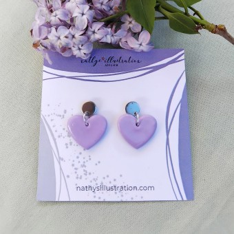 nathys_illustration - clay Ohrringe "lilac heard" 1,5cm