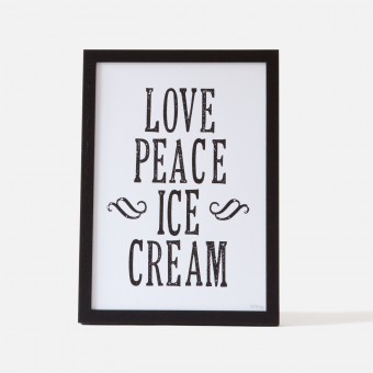 Bon Matin Siebdruck Love Peace Ice Cream Blk/Wht