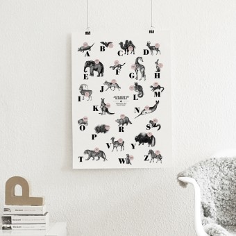 The True Type Poster, ABC der Säugetiere / alphabet of mammals in Deutsch/Englisch, DIN A1, Plakat, Typografie, Design
