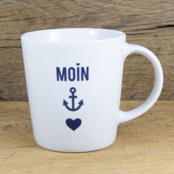 Bow & Hummingbird Großer Porzellanbecher Moin-Anker-Herz