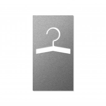 Keilbach Piktogramm "Mark" aus Edelstahl, Symbol "Garderobe", 7 x 13 cm, gebürstete Oberfläche, Materialstärke 2 mm, selbstklebend