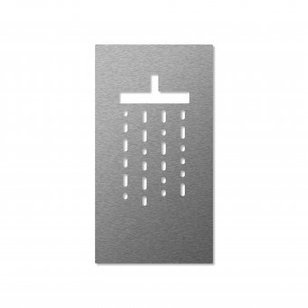 Keilbach Piktogramm "Mark" aus Edelstahl, Symbol "Shower", 7 x 13 cm, gebürstete Oberfläche, Materialstärke 2 mm, selbstklebend
