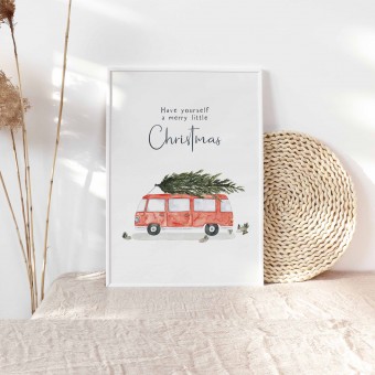  Paperlandscape | Aquarell Kunstdruck | Weihnachtscamper | Weihnachtsposter | verschiedene Größen 