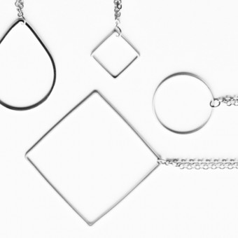 nahili KETTE "Shapes" minimal Anhänger - Weißgold plattiert silber