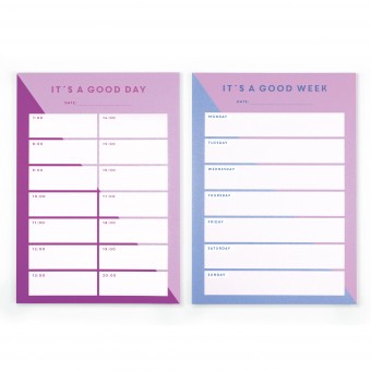 Bow & Hummingbird Notizblock-Set „It’s a good day & It’s a good week“ – 2er Set in A6 aus Recyclingpapier