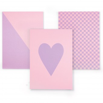 Bow & Hummingbird Notizblock-Set Herz/Karo/Diagonal - 3er Set in A6 aus Recyclingpapier