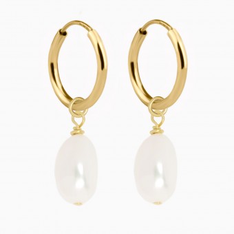 Perlen Creolen Ohrringe aus 18k Gold Vermeil | Paeoni Colors